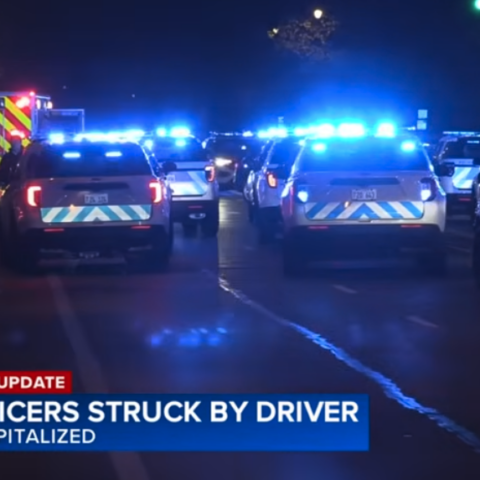 teen runs down five cops